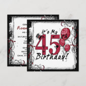 私の45歳の誕生日パーティーのグランジ招待状 招待状 (正面/裏面)
