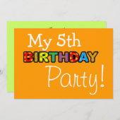 私の5回目の誕生日パーティー 招待状 (正面/裏面)