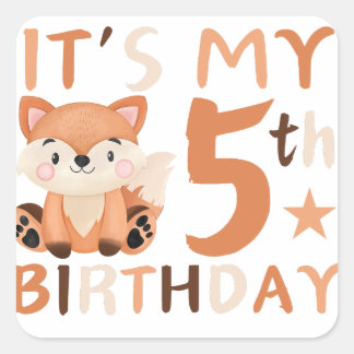 私の5歳の誕生日ステッカー スクエアシール