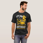 私の5番目の誕生日ショベルキッズ建築 Tシャツ (正面フル)
