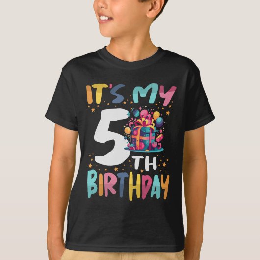 私の5番目の誕生日ハッピー子供の誕生日 Tシャツ (正面)