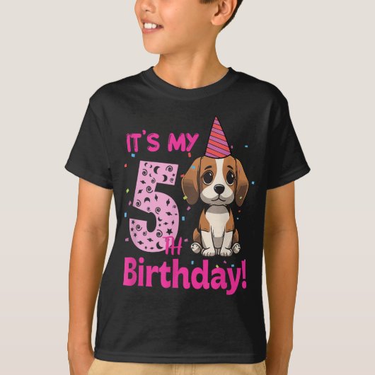 私の5誕生日のビーグル犬の恋人5歳 Tシャツ (正面)