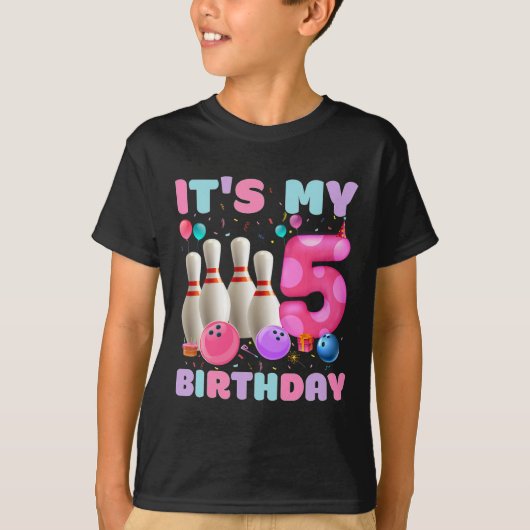 私の5誕生日ボーリング5th誕生日パーティーの日 tシャツ (正面)