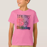 私の5誕生日（女） Tシャツ<br><div class="desc">ひもverjaardagsシャツのvoor優しいし死ぬ5ジャガーが下品だ。Met de tekst：私の5歳の誕生日だ</div>