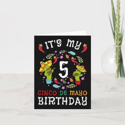 私の5誕生日Cinco de Mayo Mustache Kids 5 カード (正面)