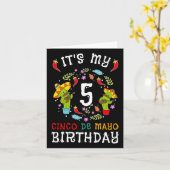 私の5誕生日Cinco de Mayo Mustache Kids 5 カード (黄色い花)