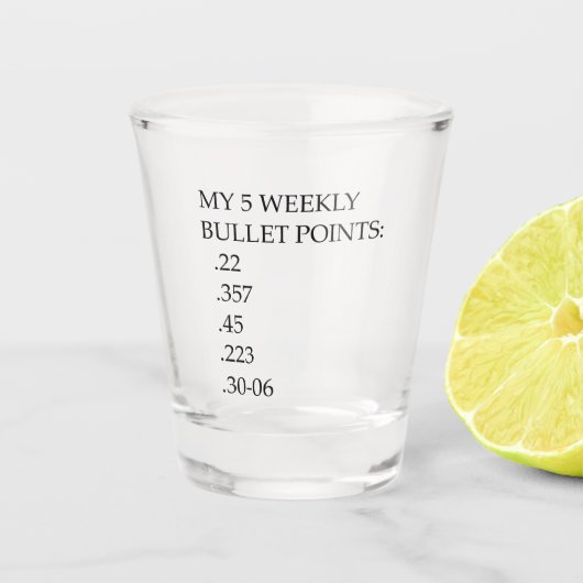 私の5週間の箇条書きポイント – 皮肉の上に2倍 ショットグラス (正面)