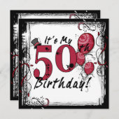 私の50歳の誕生日パーティーのグランジ招待状 招待状 (正面/裏面)