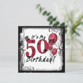 私の50歳の誕生日パーティーのグランジ招待状 招待状 (スタンド正面)