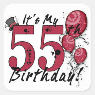 私の55歳の誕生日バルーンステッカーグランジだ スクエアシール