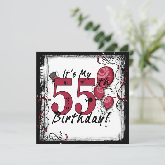 私の55歳の誕生日パーティーのグランジ招待状 招待状 (スタンド正面)