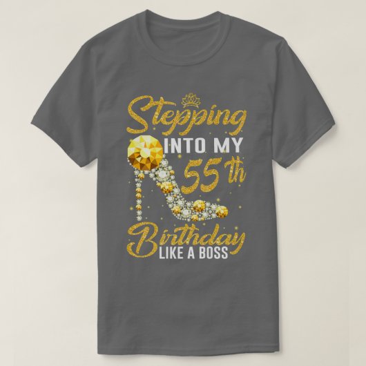 私の55誕生日へのステップインボス王冠のような Tシャツ (デザイン正面)