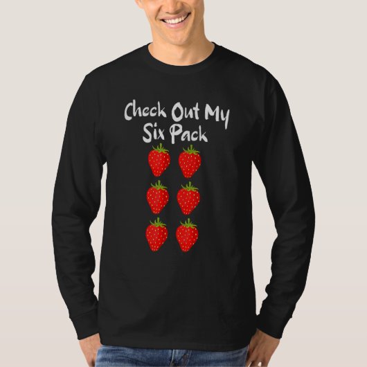 私の6パックのイチゴ皮肉をチェック Tシャツ (正面)
