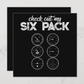 私の6パックパイロット航空ジムをチェックおもしろいする 招待状 (正面/裏面)