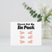 私の6パックベーコンバーベキュージムをチェックおもしろいする ポストカード (スタンド正面)