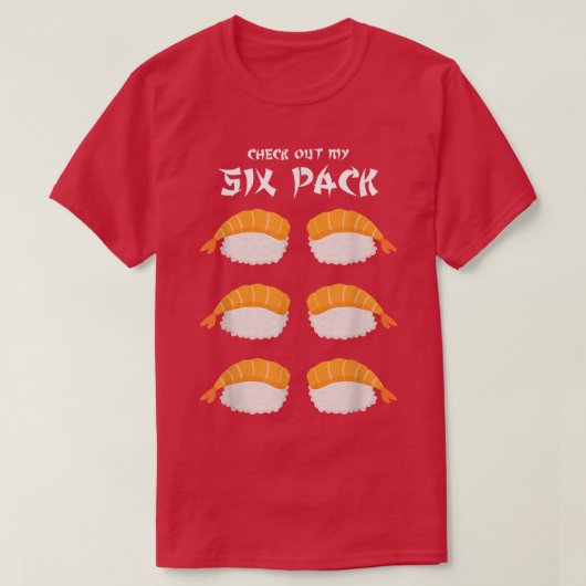 私の6パック寿司おもしろい恋人フードプンTをチェック Tシャツ (デザイン正面)