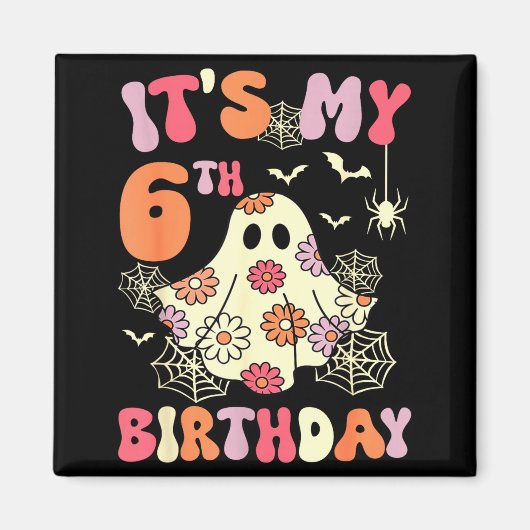 私の6歳の誕生日 ハロウィン おばけ 6歳 マグネット (正面)