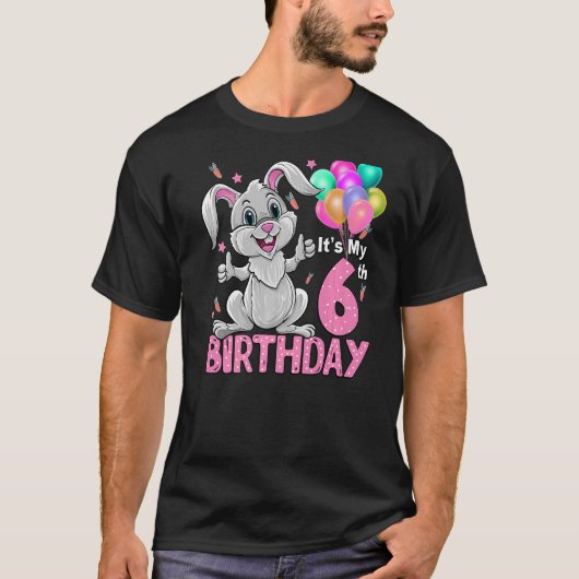 私の6誕生日うさぎ6誕生日6年 Tシャツ (正面)