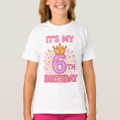 私の6誕生日クラウンプリンセスピンクデザイン Tシャツ (正面)