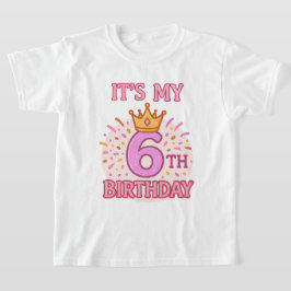 私の6誕生日クラウンプリンセスピンクデザイン Tシャツ