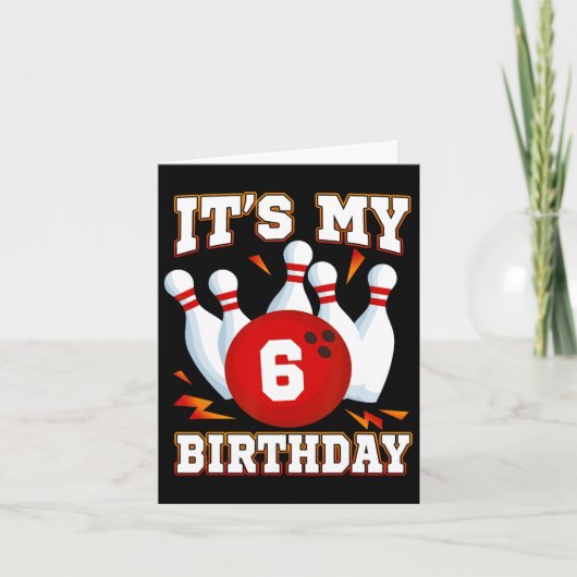 私の6誕生日ボーリングテーマ6歳パー カード (正面)