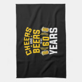 私の60年の誕生にビールのドリンカー応援とビール キッチンタオル (縦)