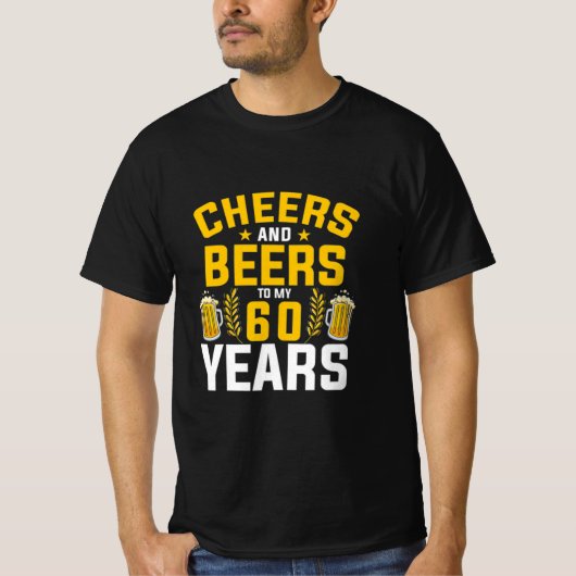 私の60年の誕生にビールのドリンカー応援とビール Tシャツ (正面)
