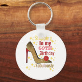 私の60歳の誕生日に素晴らしい誕生日を踏み込む キーホルダー (正面)