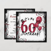 私の60歳の誕生日パーティーのグランジ招待状 招待状 (正面/裏面)