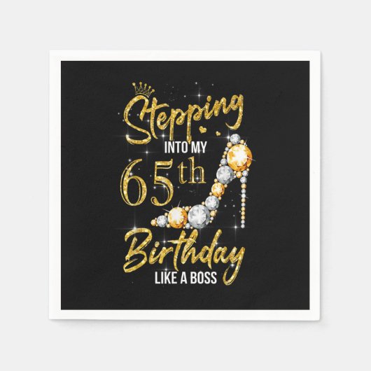 私の65誕生日女性へのステップインハイヒール65 スタンダードカクテルナプキン (正面)