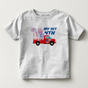 私の7月の第1回赤白青花火トラック トドラーTシャツ