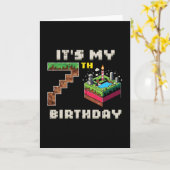 私の7歳の誕生日ピクセルゲーム7ケーキビデオゲーマー少年たち カード (黄色い花)