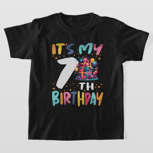 私の7番目の誕生日ハッピー子供の誕生日 Tシャツ (レイダウン)