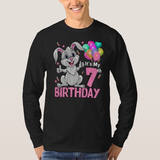 私の7誕生日うさぎ7誕生日7年 Tシャツ (正面)