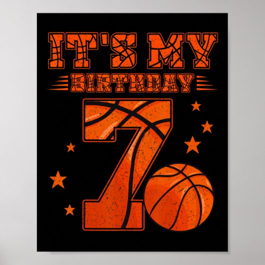 私の7誕生日のボーイガール7歳Bysketbyl ポスター (正面)