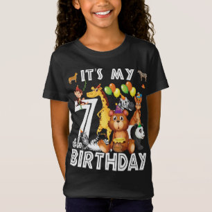 私の7誕生日サファリジャングル動物の恋人 Tシャツ