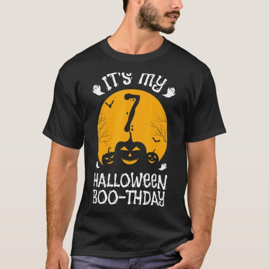 私の7誕生日ハロウィンキッドメンズウィメンズハロ Tシャツ (正面)