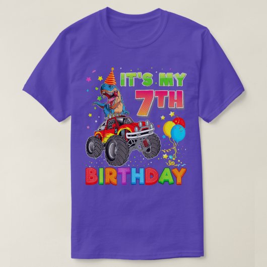 私の7誕生日7歳の恐竜の怪物Ca Tシャツ (デザイン正面)