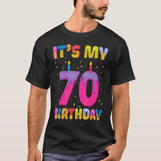 私の70番目の誕生日ガールスウィートドナートハッピー70アイ Tシャツ (正面)