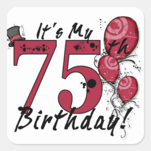私の75歳の誕生日バルーンステッカーグランジだ スクエアシール