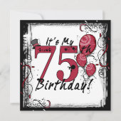 私の75歳の誕生日パーティーのグランジ招待状 招待状 (正面)