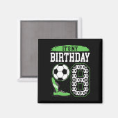 私の8歳のサッカー誕生日パーティー 8歳の誕生日の男の子 マグネット (正面/裏面)