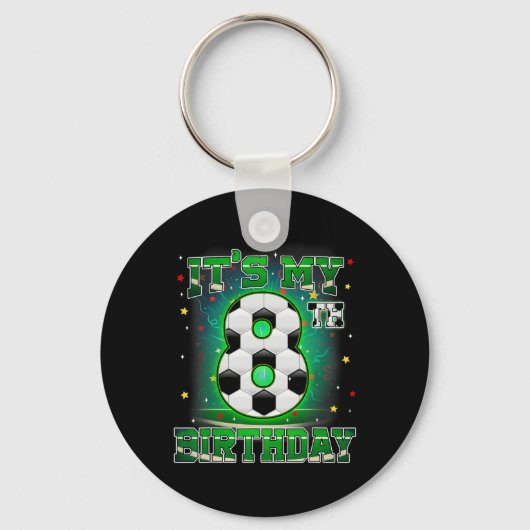 私の8歳の誕生日 ボーイズサッカー 8歳 パーティー キーホルダー (正面)