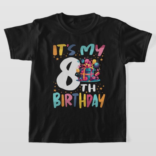 私の8番目の誕生日ハッピー子供の誕生日 Tシャツ (レイダウン)