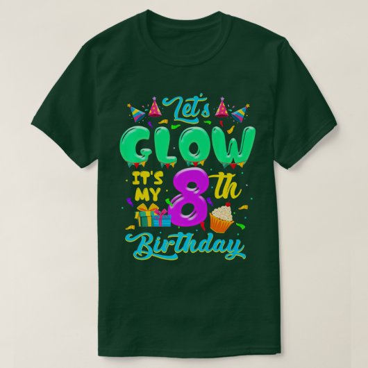 私の8誕生日の女の子を8年に輝かせよう Tシャツ (デザイン正面)