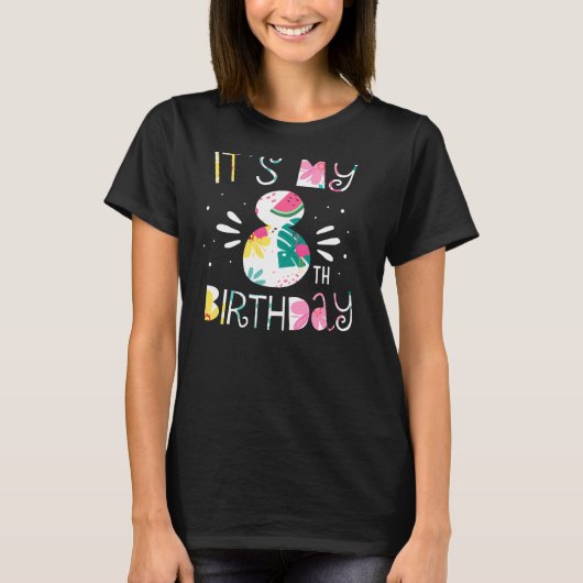 私の8誕生日の熱帯フローラ8歳のギ Tシャツ (正面)