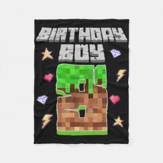 私の8誕生日ボーイゲーマー8歳ピクセルGa フリースブランケット
