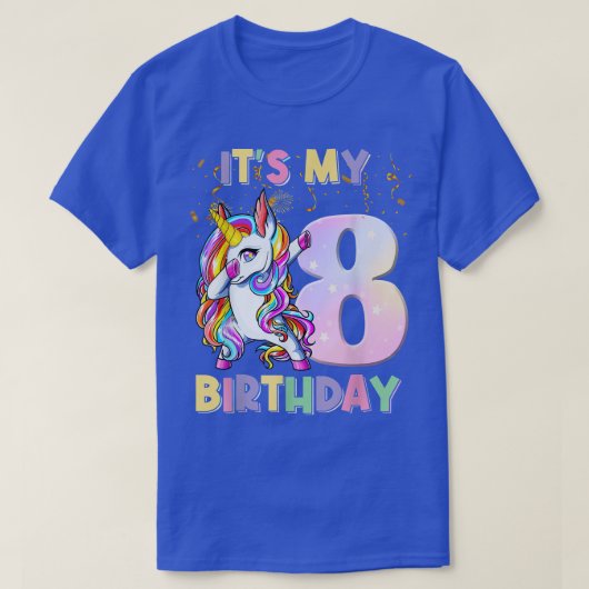 私の8誕生日ユニコーンシャツ8歳の少女 Tシャツ (デザイン正面)