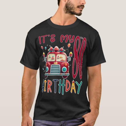 私の80誕生日の男の子の消防車の消防士 Tシャツ (正面)