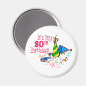 私の80誕生日(パーティー帽子) マグネット (正面/裏面)